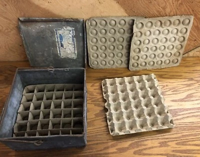Vintage Metal 6 Dozen Egg Carrier Shipping Crate With Carboard Inserts - Image 1 of 4