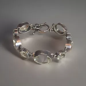 21. KL Karl Laine 925 Sterling Rock Crystal Link Bracelet 6 1/2"-6 3/4", 23.9g - Picture 1 of 19
