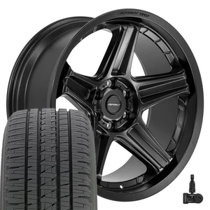 Defiant DF07 22 inch Satin Black Rims, Bridgestone Tires Set 6 Lug GMC Chevy RAM - Picture 1 of 8