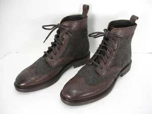 KENNETH COLE REACTION IF U MUST LEATHER FAUX WOOL LACE UP ANKLE BOOTS MEN 9.5 M - Picture 1 of 8