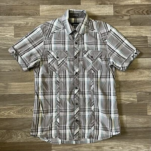 Hebilla Negra Perla Botón A Presión Para Hombre Mediana Negro Gris Cuadros Western Grunge - Imagen 1 de 7
