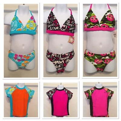 Op Girls 2 piezas conjunto de trajes de baño bikini con top rashgaurd, pantalones, opciones de camisa en el interior  Foto 1 de 4
