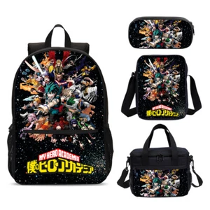 My Hero Academia Anime Deku Kids School Backpack Insulated Lunch Bag Pen Bag Lot - Picture 1 of 19