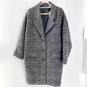 Levis Wool Cocoon Wollmischung kariert schwarz grau Mantel Gr. M - Bild 1 von 12