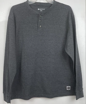 Camiseta térmica Henley Buffalo Outdoors 2XL manga larga para hombre tejido gofre gris Foto 1 de 4