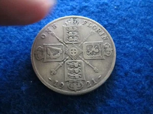 1921 Great Britain Silver Florin - Mostly Light Toned Nice Circulated - Picture 1 of 2