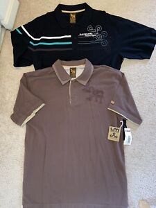 (2) NWT Live Mechanics Mens Black Brown 3XL XXXLARGE Embroidered Polo Shirts
