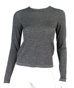 Camiseta deportiva manga larga BALENCIAGA $525 2021 negra y plateada con estampado de correo XS - Imagen 1 de 8