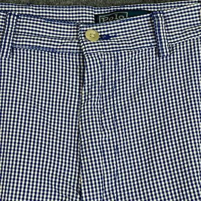 Polo Ralph Lauren Prospect Corto Para Hombre 36 Seersucker Azul Blanco Chino Foto 1 de 4