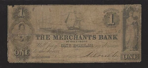 Baltimore, Maryland, 1,00 $, 1862 veraltete Banknote, "The Merchants Bank"! - Bild 1 von 2