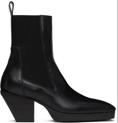 Botín RICK OWENS negro plateado plataforma tacón bloque curvo mujer 38,5 Foto 1 de 4