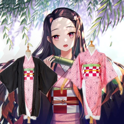Demon Slayer: Kimetsu no Yaiba Nezuko Kamado Cosplay Kimono Halloween Costume US - Image 1 of 4