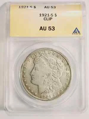 1921 S Morgan Silver Dollar ANACS AU-53 - CLIP - Image 1 of 2