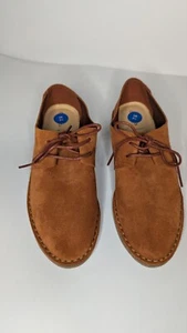 New CLARKS 3.5 ERIN WEAVE WOMENS RUST SUEDE Leather DERBY CASUAL FLAT SHOES - Picture 1 of 8
