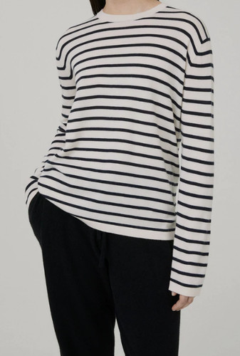 OFF WHITE Felpa Lisa Yang donna a righe bianche The Emma Cashmere $500 taglia 0