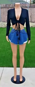 Womens Black Cropped Top - Picture 1 of 7
