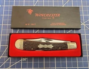 1988 Winchester W 15 1927 Peach Seed Bone Propeller Shield Lockback Hunter! - Picture 1 of 10