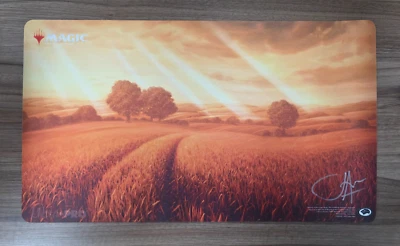 Magic the Gathering Unstable Plains Playmat John Avon Signed - Image 1 of 3