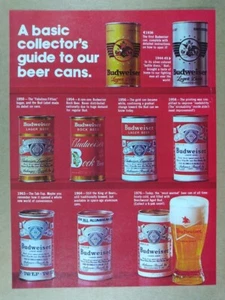 1976 Budweiser Bier 'Ein einfacher Sammlerführer zu unseren Dosen.' Vintage Druck Anzeige - Bild 1 von 1