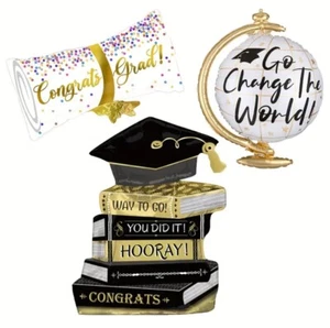 3pcs "GO Change The World” Globe Foil Balloon, Graduation Ballon - Picture 1 of 5