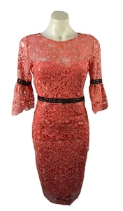 PAPER DOLLS LONDON Pink Lace Evening/ Cocktail Midi Pencil Dress Size UK 10 - Picture 1 of 7