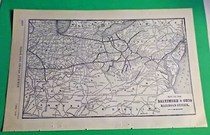 Rara mappa ferroviaria 1903 del sistema ferroviario e dei percorsi BALTIMORA & OHIO - Foto 1 di 6
