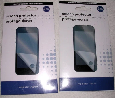 Two 2-Pack Screen Protector (fits iPhone 5, 5S, 5C) 2 in each pack (4 total) NEW - Image 1 of 3