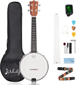 4-saitige Banjo Ukulele | 23" Sapele Holz mit Remo Kopf & Nylonsaiten | Dark B - Bild 1 von 6