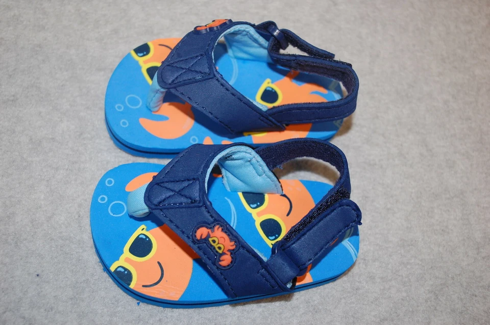 Chanclas con correa suave azul marino para bebés niños Correa para el tobillo CANGREJO NARANJA Talla 3 Foto 1 de 1