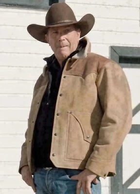 Men's Kevin Costner Yellowstone  John Dutton Casual Outerwear Suede Brown Jacket - Image 1 of 4