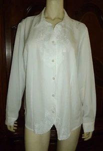 Croft & Barrow XL Bluse Hemd bestickt mit gewelltem Rand irisierende Knöpfe - Bild 1 von 9