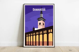 Damascus travel poster, Damascus retro wall print, Syria vintage travel print - Picture 1 of 5
