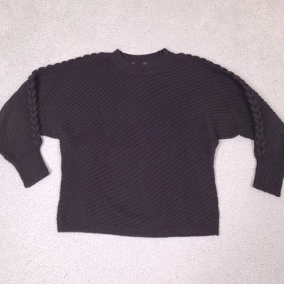 Simply Vera Wang Sweater Womens Medium Black Cable Knit Ribbed Pullover - Image 1 of 4