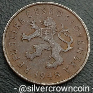 Czechoslovakia 2 Koruny 1948. KM#23. 2 Korun Dollars coin. Rampant Lion. Dark Pt - Picture 1 of 7