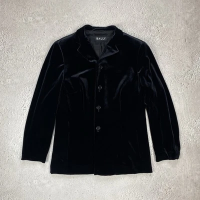 Bally 女式丝绒黑色西装外套,尺寸 It48 美国 14 状况完好 — 第 1/4 张图片