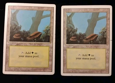 2X Forest (A) Revised Edition LP/EX/NM  MTG Magic Christopher Rush FREE SHIPPING - Image 1 of 4
