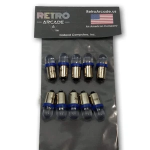 10 Pack Blue Pinball 6.3v LED Round Replacement Bulbs 44/47 Bayonet Base BA9S - Picture 1 of 2