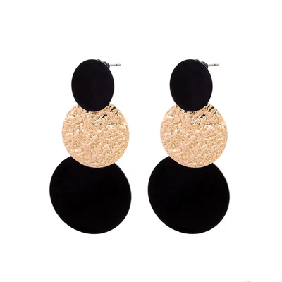 Geometric Tassel Earrings Metal Round Disc Studs for Fashion For Women - Image 1 of 4