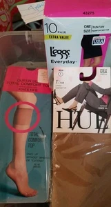 Lotto 10 ginocchiere L'eggs tutti i giorni nylon punta rinforzata SunTan 2 tonalità trasparenti vintage fuori produzione - Foto 1 di 3