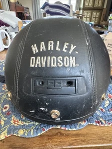 Vintage Harley Davidson Motorcycle Helmet Italian Black Leather. Read Desc. - Picture 1 of 5