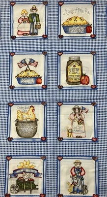 Vtg Marcus Brothers Dianna Marcum Country Squares Fabric 3 Yards Apple Chicken - Image 1 of 4