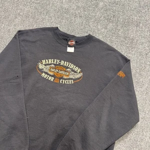 Harley Davidson Sweatshirt Men's XL Tacoma WA Embroidered Thrashed Stained Black - Picture 1 of 16