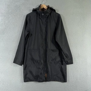 Mycra Pac Jacket Womens Small Brown Black Reversible Hooded Rain Coat Made USA - Picture 1 of 15