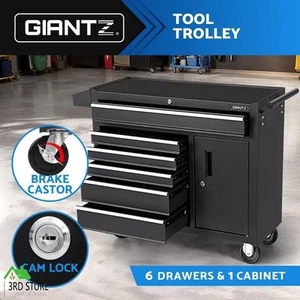 RETURNs Giantz 6 Drawer Tool Box Chest Cabinet Toolbox Storage Garage Organiser - Picture 1 of 12