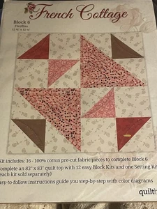 Block 6 Quilt Kit mit Stoff Französisch Landhaus Block 6 Glühwürmchen 12 1/2" x 12 1/2" - Bild 1 von 5