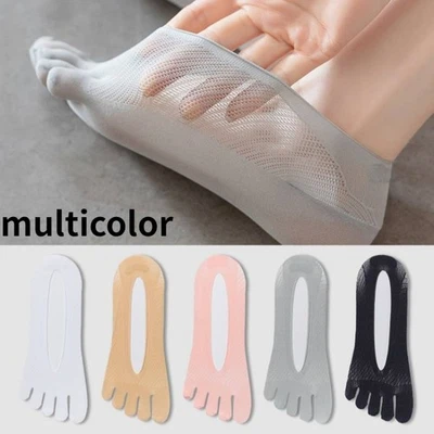 5 Pairs Women Summer No Show Socks Five Toe Sock Thin Invisible Breathable Soft - Image 1 of 4