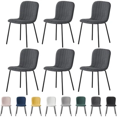 2/4/6Pcs Soft Fabric Dining Chairs with Upholstered Seat and Metal Legs-Bella - Image 1 of 2