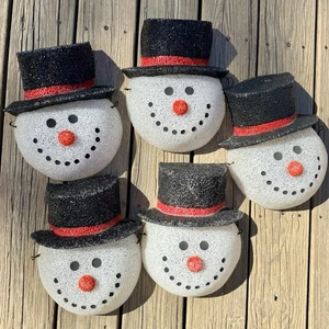5 Weihnachten geschmolzen Popcorn Kunststoff Schneemann Veranda Licht Lampe Abdeckungen 12" Vintage - Bild 1 von 5