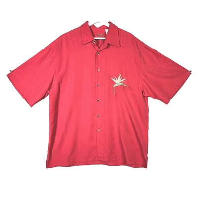 Bamboo Cay Men's XL Textured Button Up Palm Tree Logo Hawaiian Embroidered - Image 1 of 4