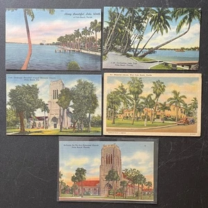 West Palm Beach Lot of 5 Linen Postcards Florida - Picture 1 of 4